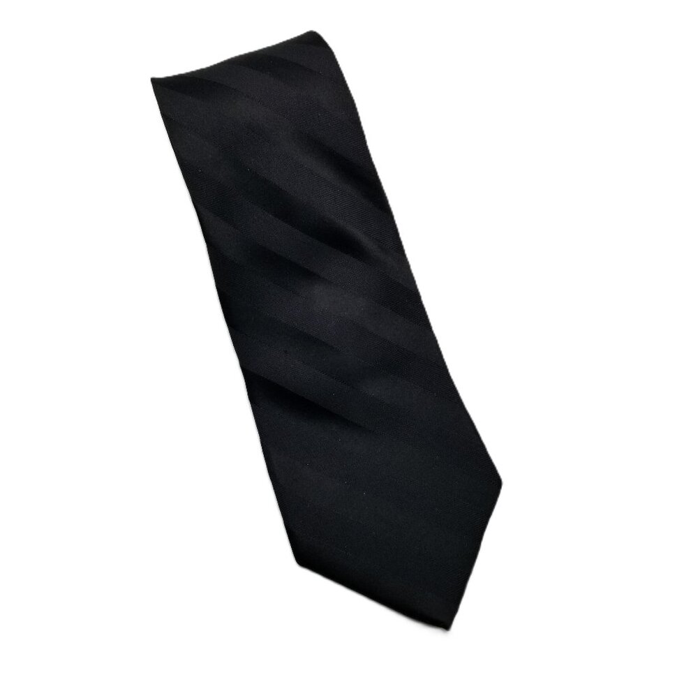 Croft & Barrow Black Diagonal Stripe Silk Tie 3.5” Classic Formal